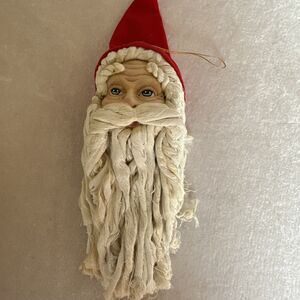 Vintage Head Santa Claus Mop Beard Face Ornament